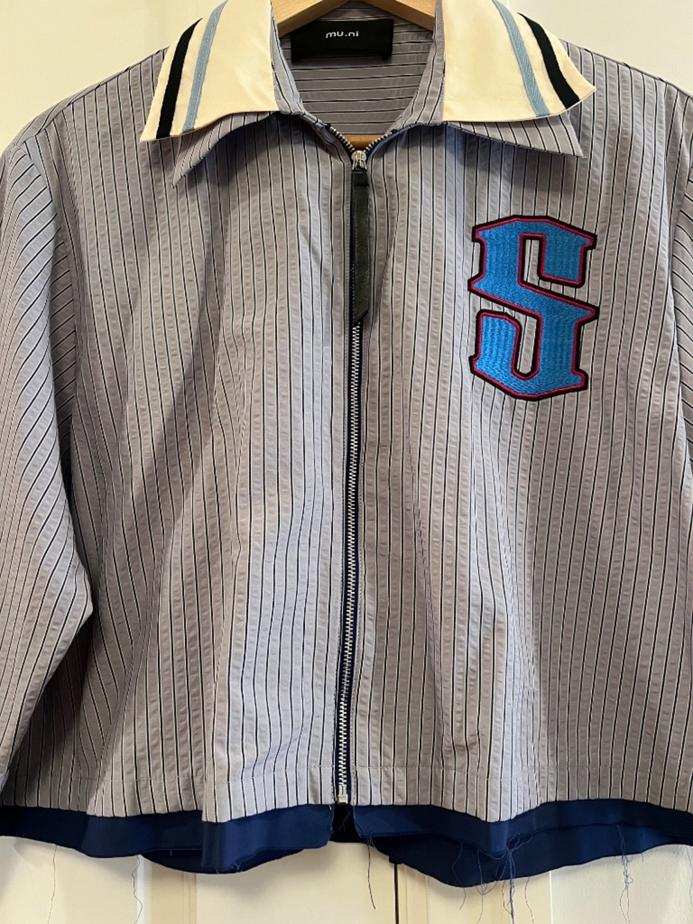 Cropped Blue Baseball Jacket - Picture 2 of 5